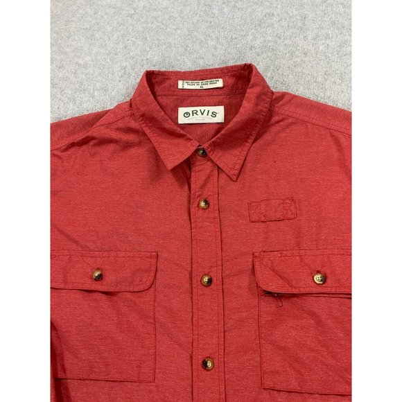 Orvis Nylon Blend Long Sleeve Solid Double Pocket Button Down Shirt‎ (Men's XL) - Picture 2 of 12